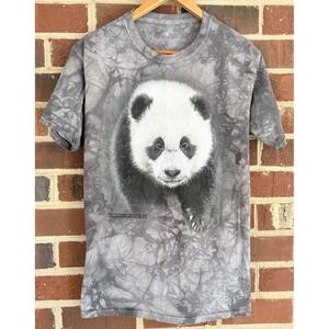 Smithsonian Shirt Mens Medium Gray Giant Panda Graphic Tee T-Shirt Zoo Tie Dye